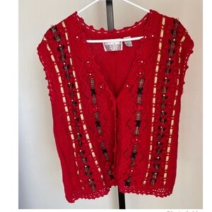 Carolina Colours Holiday Christmas Tartan Ribbon Bow Vest Sweater Vest Vintage